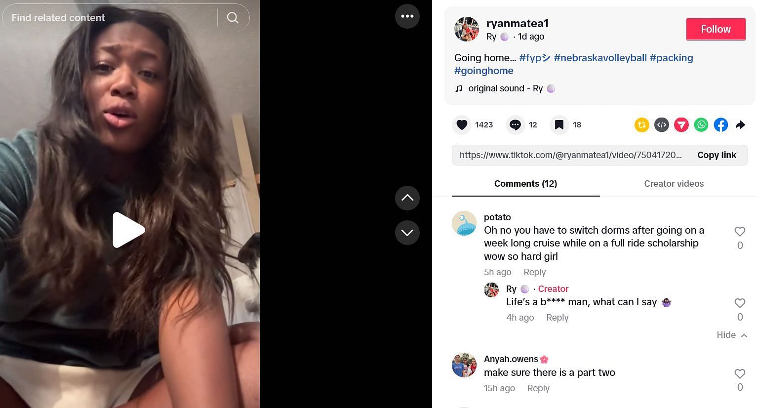 Screenshot of the comments. Credits - TikTok/ ryanmatea1